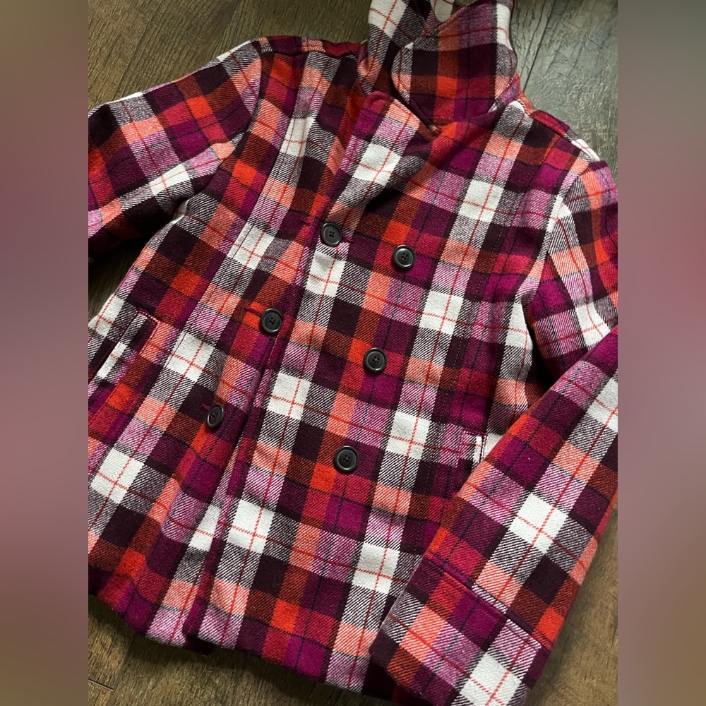 Old Navy plaid peacoat jacket girls‎ size large